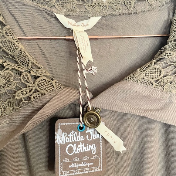 Matilda Jane Olive Lace Trim Vest Boho Cottagecore Tunic NWT Large - Picture 4 of 10